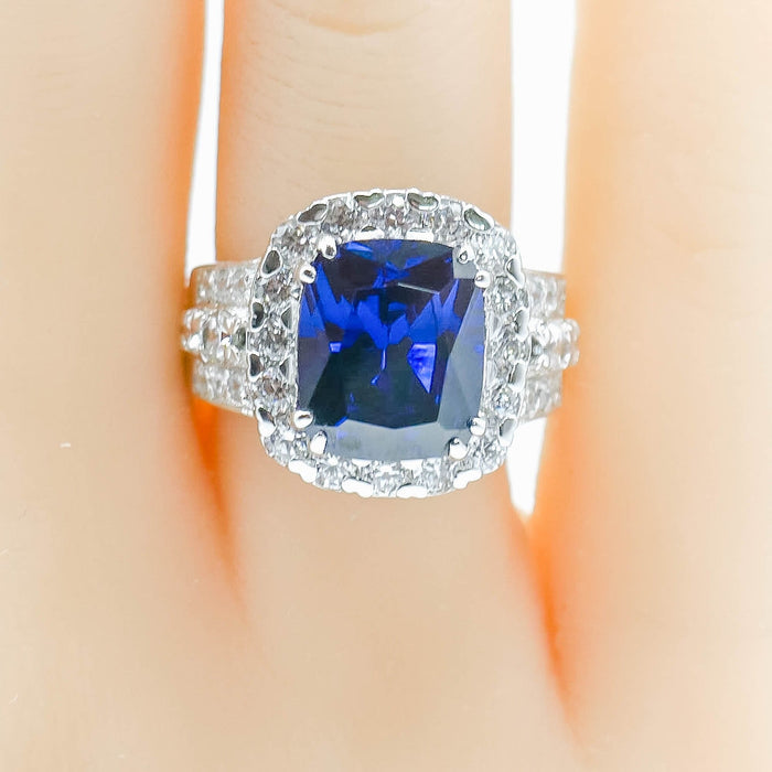Bella Luce® Blue and White CZ Sterling Silver Ring Size 8