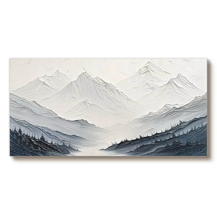 Textured Mountain Landscape Painting - Hand-Painted Neutral Canvas Wall Art - Beneath Still Peaks - Hues Art Lab