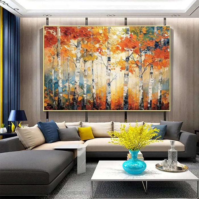 Birchfire large fall forest wall art for nature inspired decor
