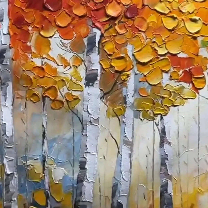 Birchfire gallery view of colorful birch forest canvas art