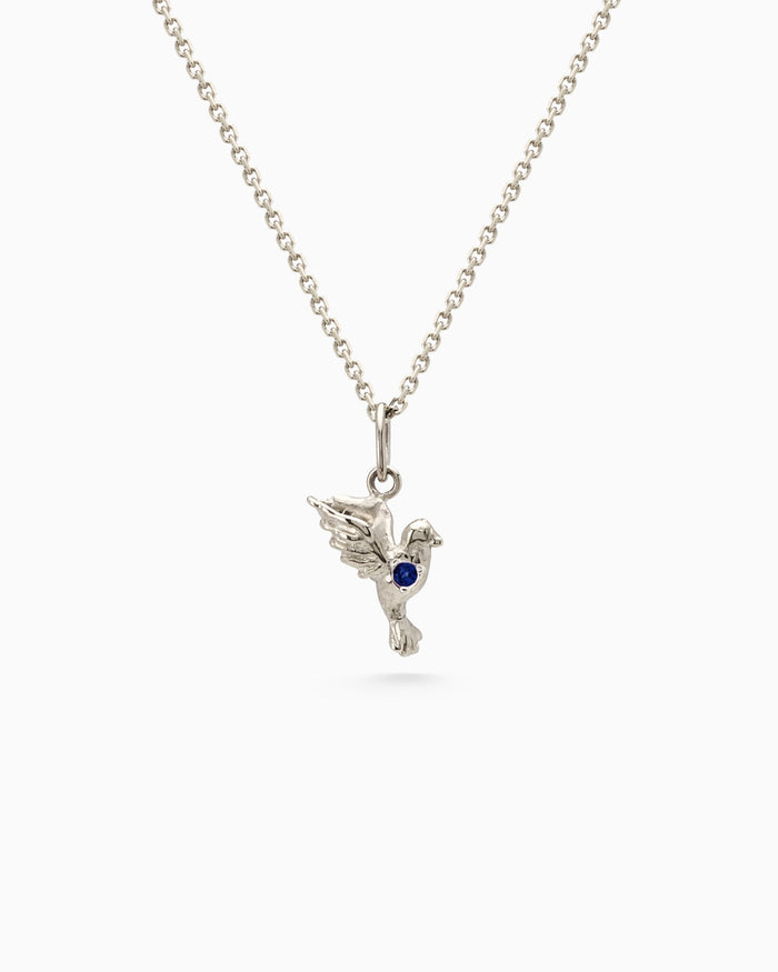 Birthstone Bluebird Pendant | Silver