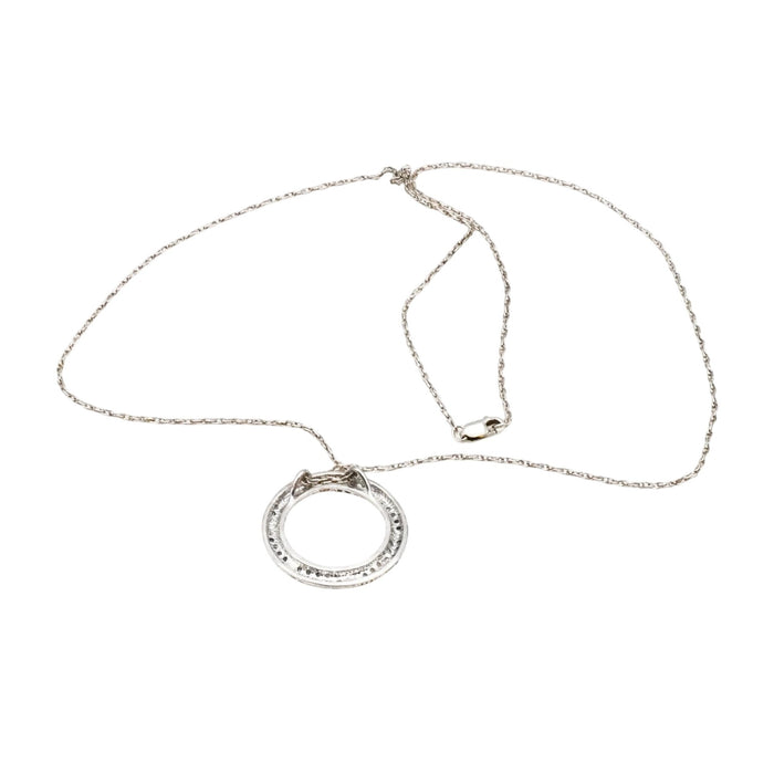 Black And White Diamond Circle Sterling Silver Necklace