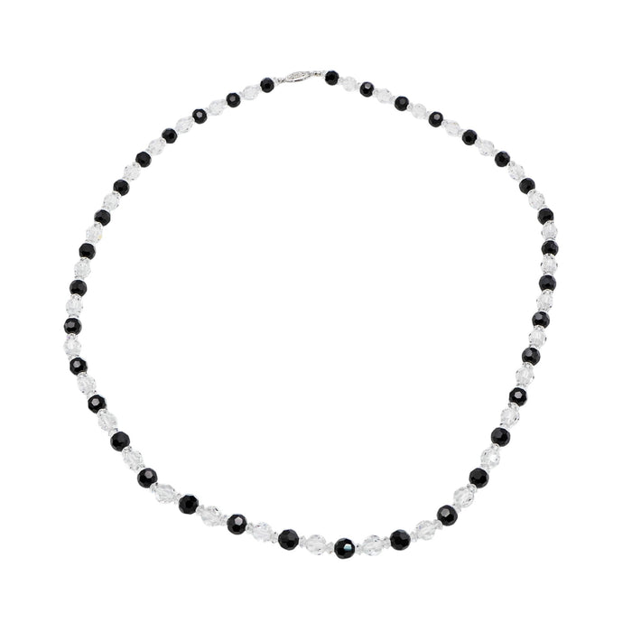 Black & Clear Crystal Beaded Necklace 30 Inches
