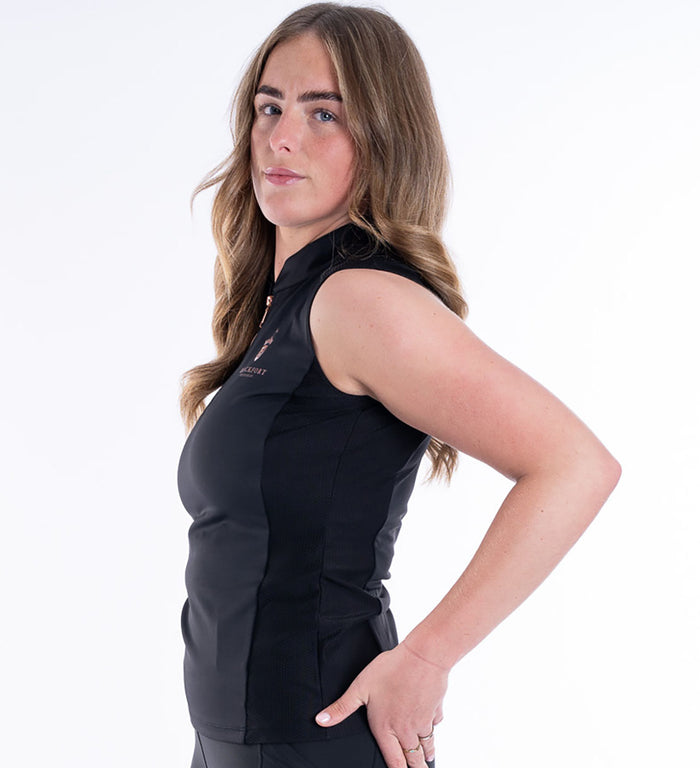 Women's Blackfort Equestrian mink sleeveless base layer rose gold zip cool mesh