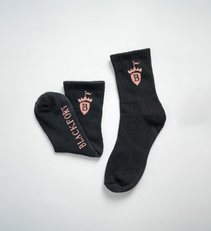 Blackfort Equestrian Black Pink Crew Socks
