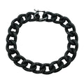 Black Rhodium Plated Sterling Silver Pave Cubic Zirconia Oval Link Bracelet
