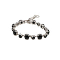 Black Stone Toggle Clasp Bracelet in Sterling Silver Size 6.5 to 8 Inches