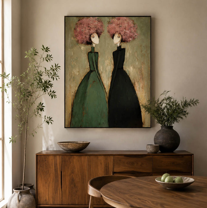 Bloom Beyond Words I modern abstract figure painting with floral portrait details on canvas