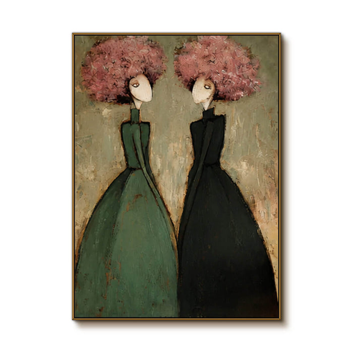 Contemporary floral portrait wall art with an elegant female figure and expressive flowers