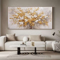 Gold and White Blossom Tree Oil Painting - Textured 3D Canvas Wall Art - Bloomfire I - Hues Art Lab