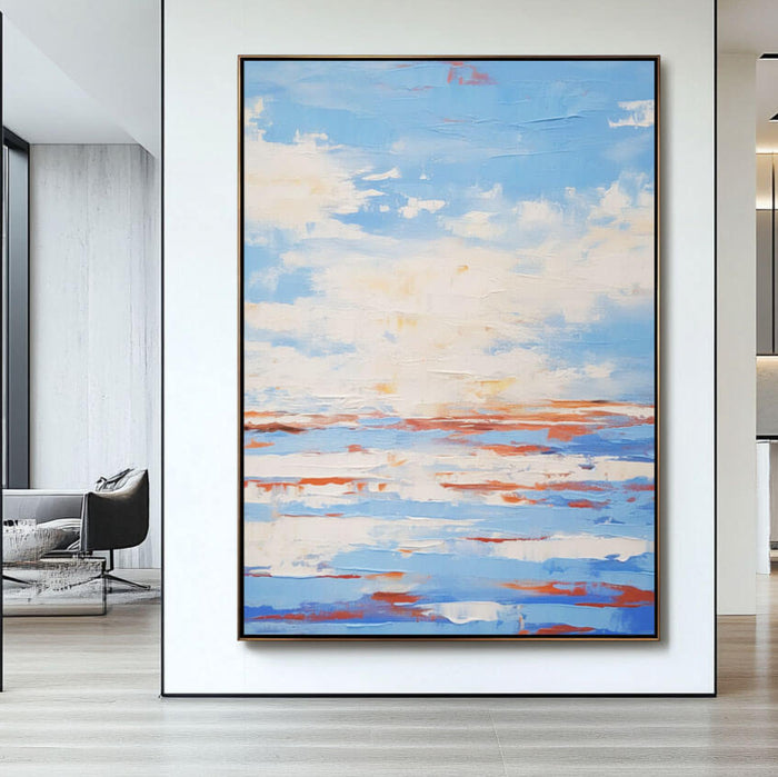 Vertical Modern Abstract Art - Blue Envisioning - Hues Art Lab