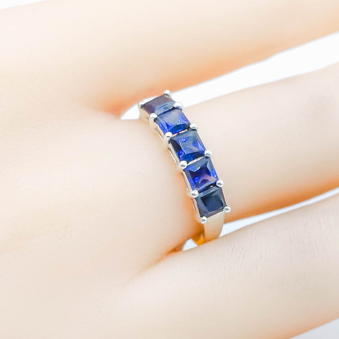 Blue Sapphire Ring in Sterling Silver Size 8