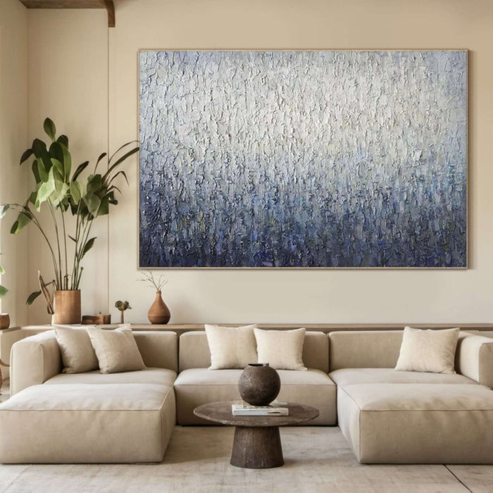 Modern Abstract Canvas Painting with Thick Texture and Gradient Layers - Blue Stagger - Hues Art Lab