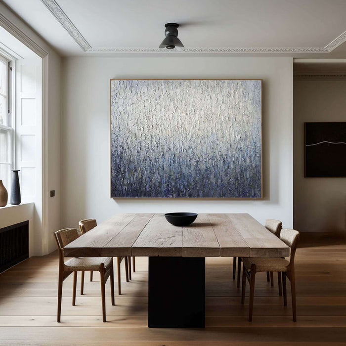 Modern Abstract Canvas Painting with Thick Texture and Gradient Layers - Blue Stagger - Hues Art Lab