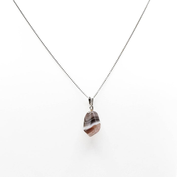 Botswana Agate Sterling Silver Pendant Necklace