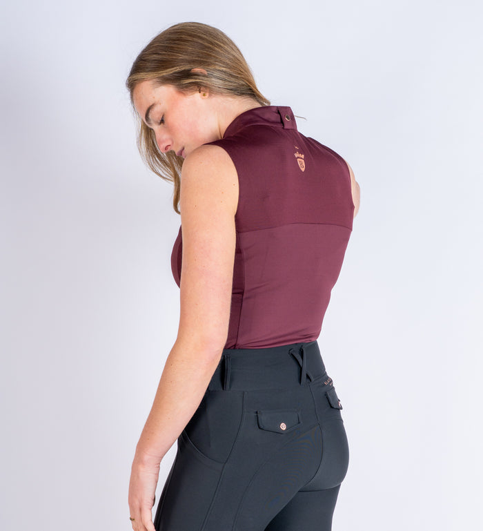 Blackfort Equestrian Burgundy Sleeveless Base Layer Rose Gold Detailing and Zips