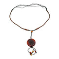 Carnelian Pendant Lotus Design Necklace Adjustable Cord