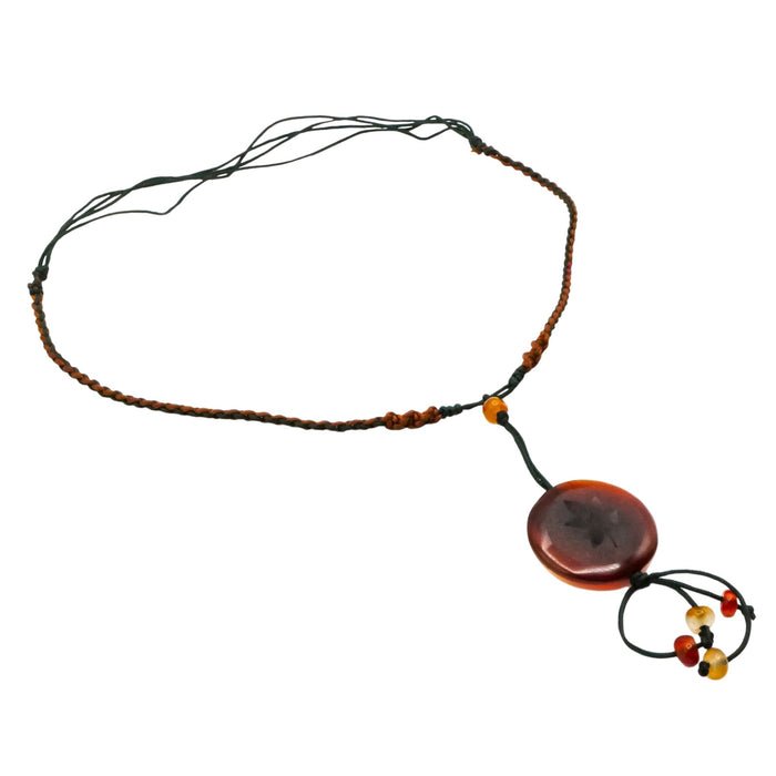 Carnelian Pendant Lotus Design Necklace Adjustable Cord
