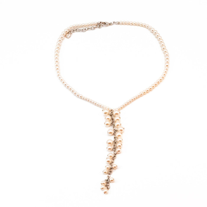 Carolee Pearl Y Necklace White Simulated Pearl Lariat Drop 15-17.5"