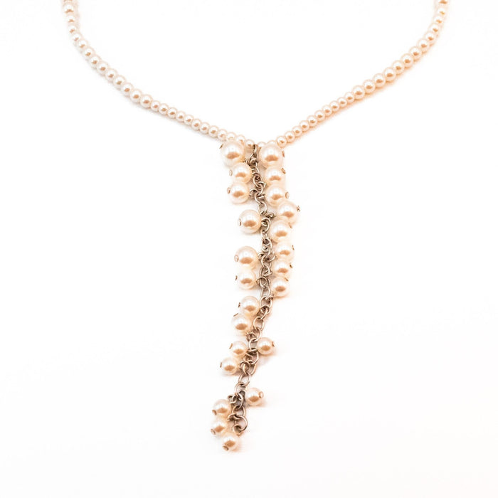 Carolee Pearl Y Necklace White Simulated Pearl Lariat Drop 15-17.5"