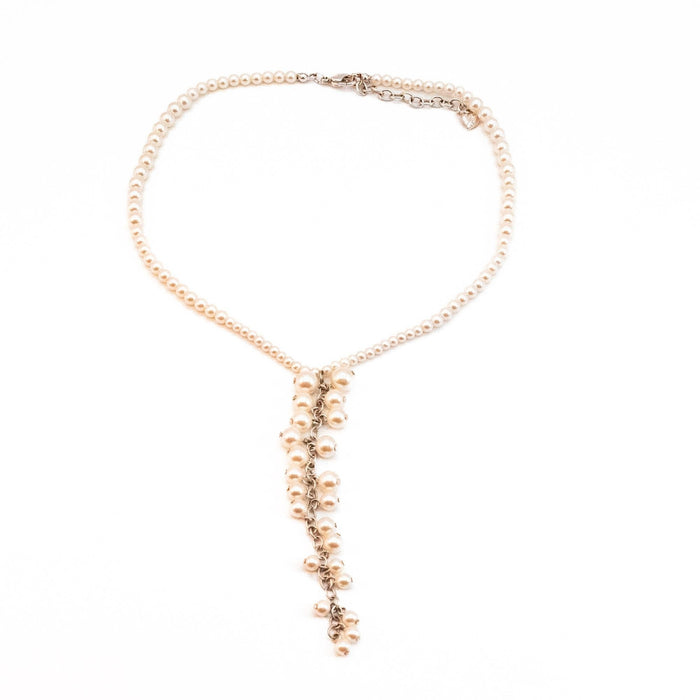 Carolee Pearl Y Necklace White Simulated Pearl Lariat Drop 15-17.5"