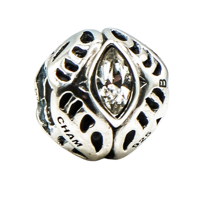 Chamilia April Birthstone Sterling Silver Charm Clear Swarovski Crystal Birthday