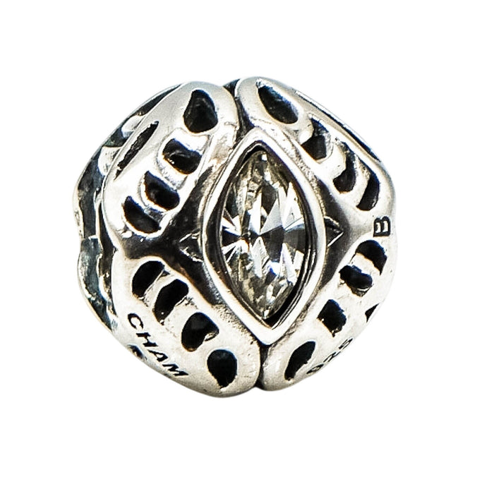 Chamilia April Birthstone Sterling Silver Charm Clear Swarovski Crystal Birthday