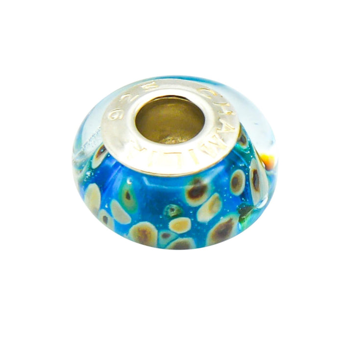 Chamilia Aqua Reef Blue Murano Glass Charm Sterling Silver Bracelet Bead