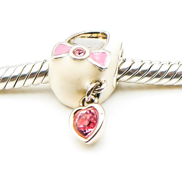CHAMILIA Baby Shoe Sterling Silver Charm With Pink Swarovski Crystal