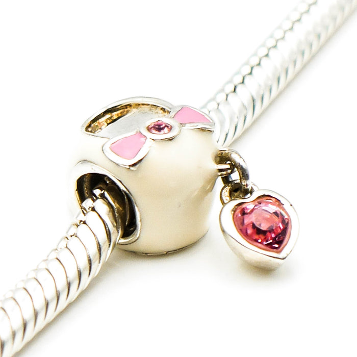 CHAMILIA Baby Shoe Sterling Silver Charm With Pink Swarovski Crystal