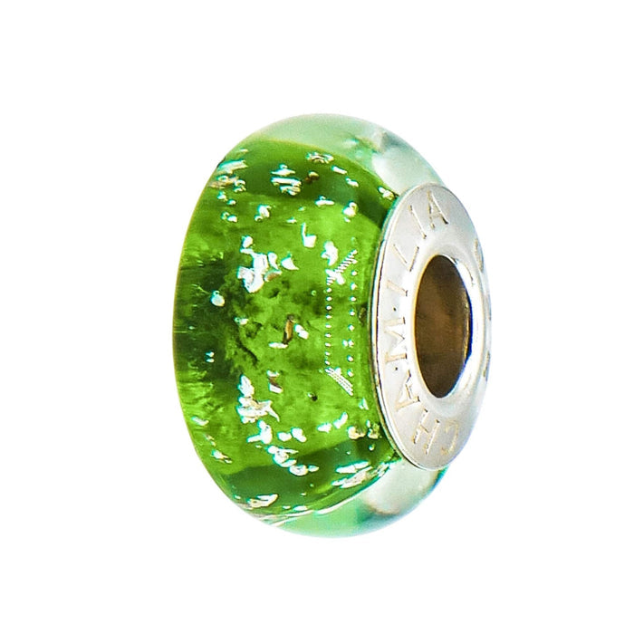 Chamilia Be Merry Green Murano Glass Charm Sterling Silver Bracelet Bead
