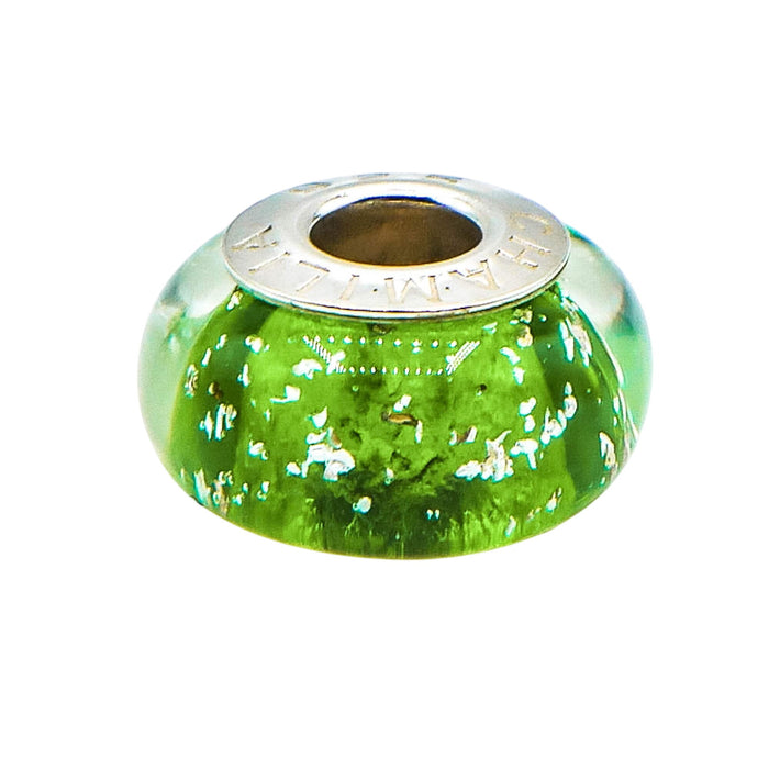 Chamilia Be Merry Green Murano Glass Charm Sterling Silver Bracelet Bead
