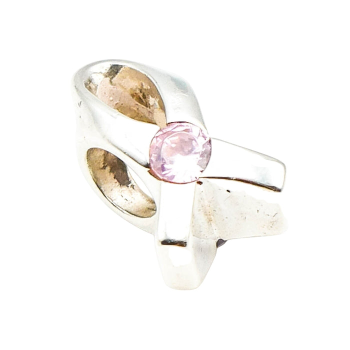 Chamilia Breast Cancer Awareness Ribbon Charm Sterling Silver Pink CZ Bead