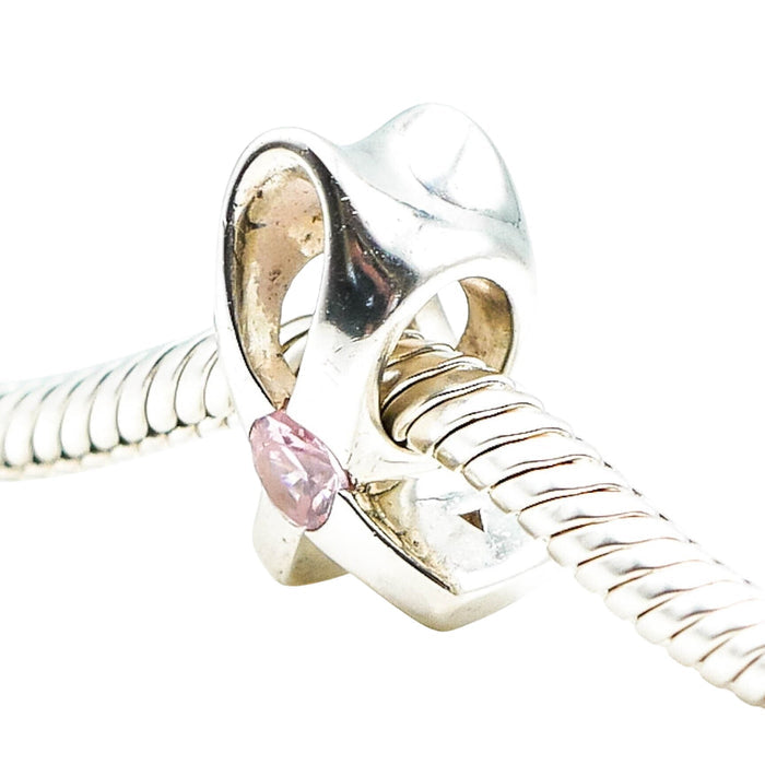Chamilia Breast Cancer Awareness Ribbon Charm Sterling Silver Pink CZ Bead