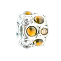 Chamilia Brown Cabochon Sterling Silver CZ Charm Bracelet Bead Brown Crystal