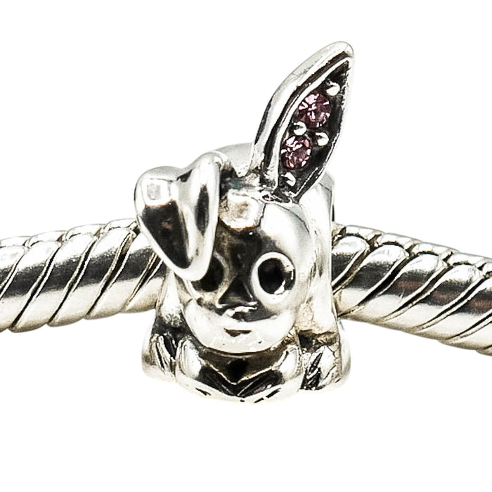 Chamilia Bunny Rabbit Charm Sterling Silver Pink Swarovski Crystal Easter Bead