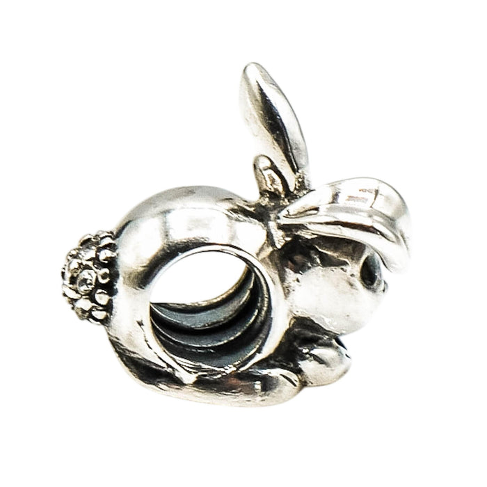 Chamilia Bunny Rabbit Charm Sterling Silver Pink Swarovski Crystal Easter Bead