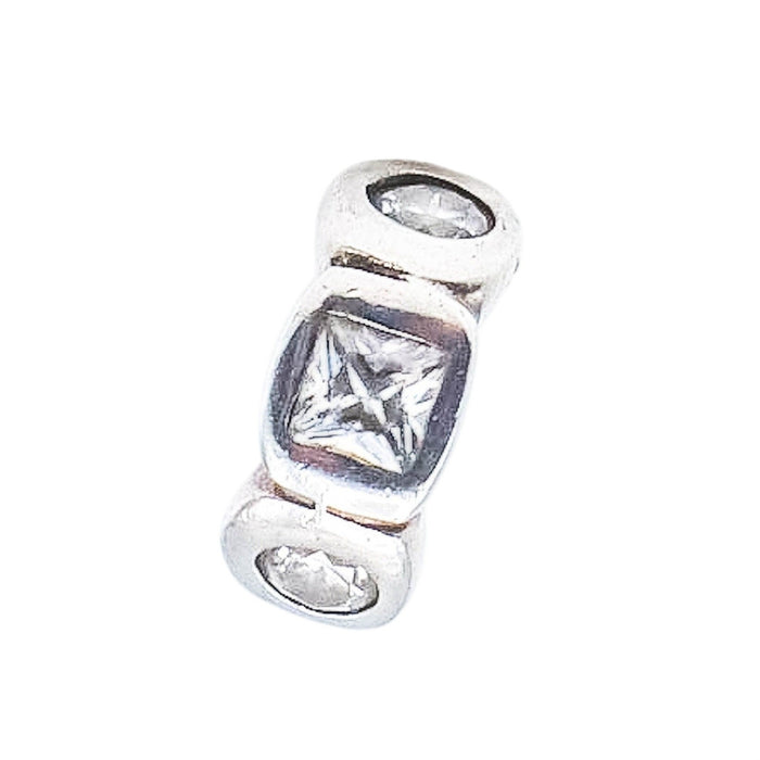Chamilia Circle Square Sterling Silver Charm Bead Clear Swarovski Crystal Geometric