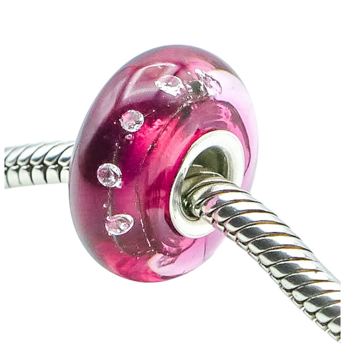 Chamilia City Lights Fuchsia Murano Glass Sterling Silver Charm Bead