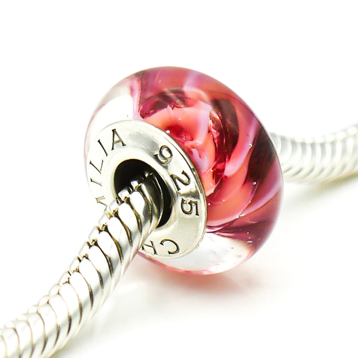 CHAMILIA Coral Flames Murano Glass Charm With Sterling Silver Core