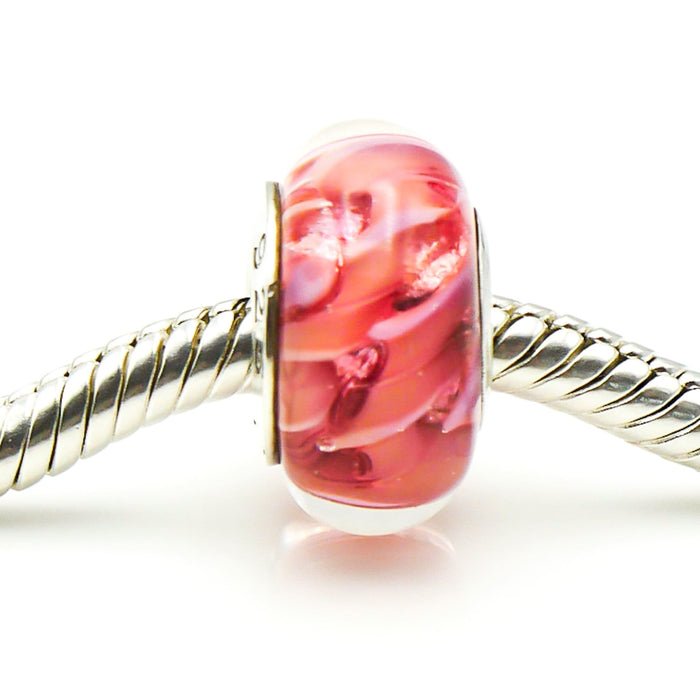 CHAMILIA Coral Flames Murano Glass Charm With Sterling Silver Core