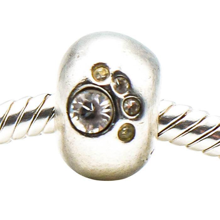 Chamilia Crystal Paw Sterling Silver Charm Clear Swarovski Dog Cat Pet Animal Love