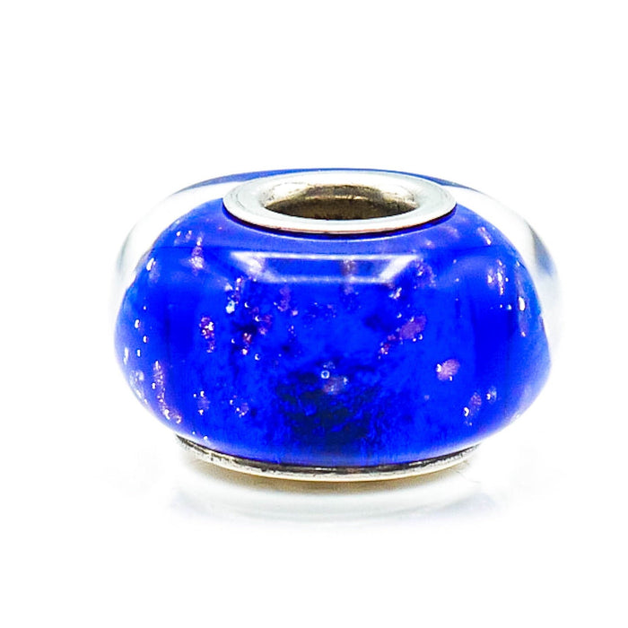 CHAMILIA Dark Blue Glitter Murano Glass Bead Sterling Silver Charm