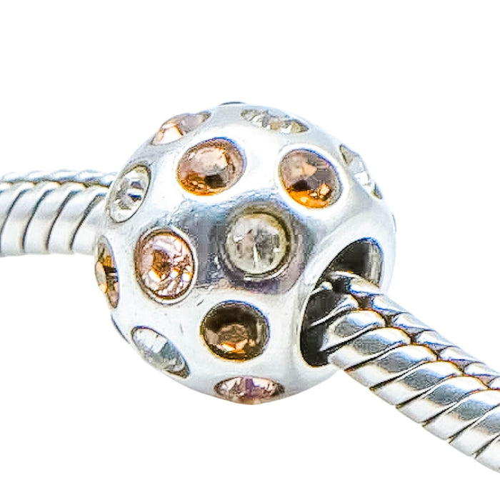 Chamilia Disco Brown Swarovski Crystal Sterling Silver Charm Bead Sparkle Glam