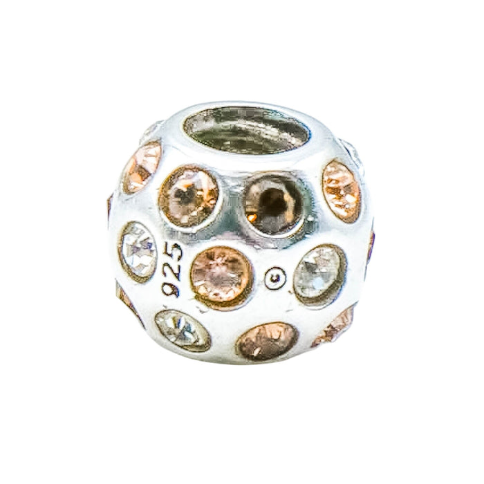 Chamilia Disco Brown Swarovski Crystal Sterling Silver Charm Bead Sparkle Glam