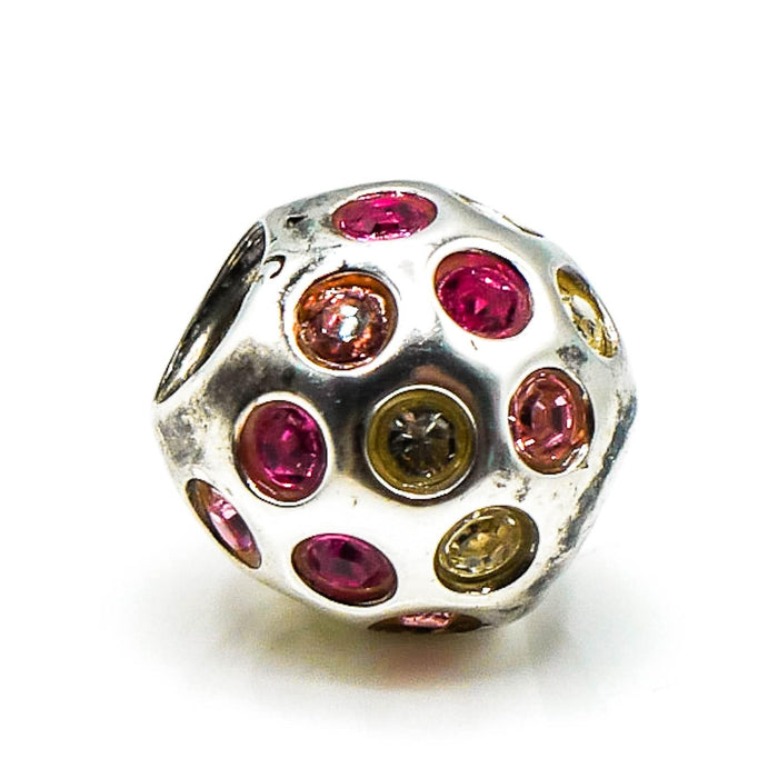 CHAMILIA Disco Sterling Silver Charm With Pink and Yellow Swarovski Crystals