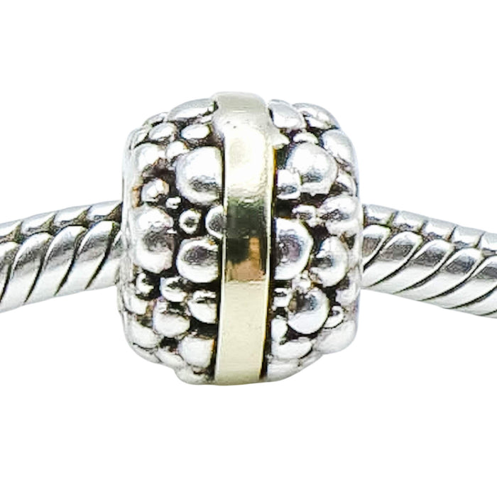 Chamilia Dots & Lines Sterling Silver 14K Gold Bead Charm