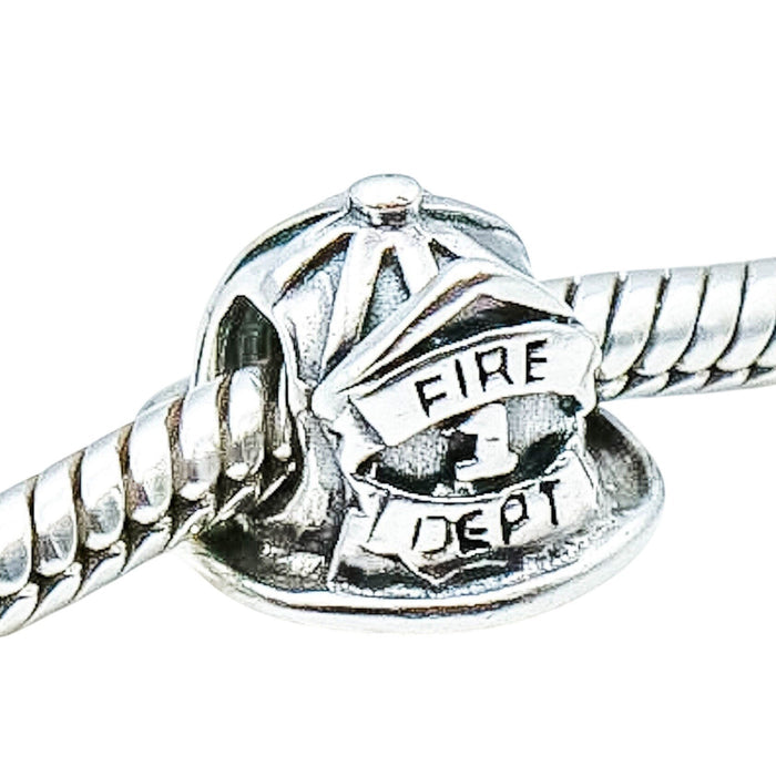 Chamilia Firefighter Helmet Sterling Silver Charm Bead Fire Dept Fireman First Responder
