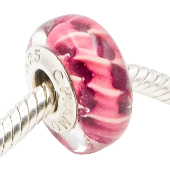 Chamilia Fuchsia Dream Murano Glass Charm Sterling Silver Core