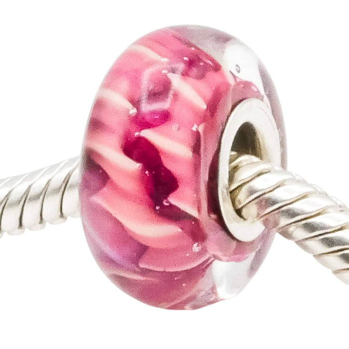 Chamilia Fuchsia Dream Murano Glass Charm Sterling Silver Core